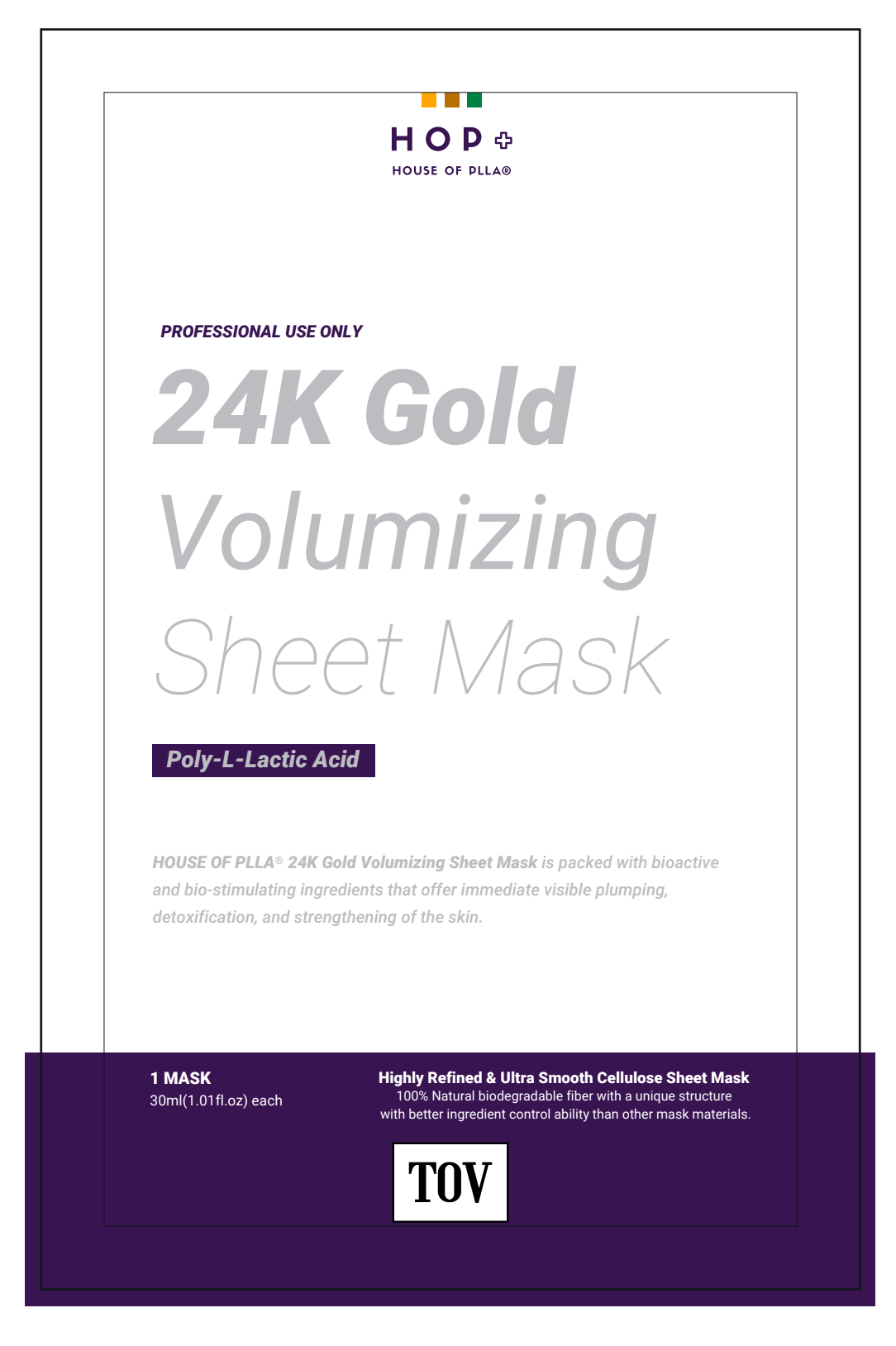 HOUSE OF PLLA®  HOP+ 24k Gold Volumizing Sheet Mask 5pc/box Retail $78 - SPECIAL OFFER