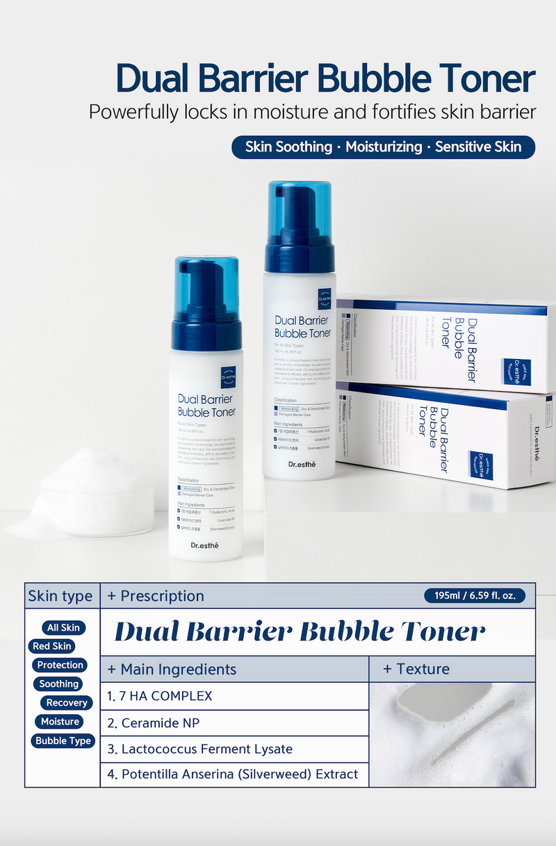Dual Barrier Bubble Toner 195mL Retail $80 - Multi-Layer Hydration, Barrier Support, and Microbiome Health