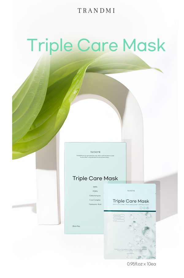 Triple Care Mask 10pc/Box Retail $70 - Multi-weight Hyaluronic Complex · Ferment + DNA Nucleotide Recovery · Soothing Repair Actives (Centella, β-Glucan)
