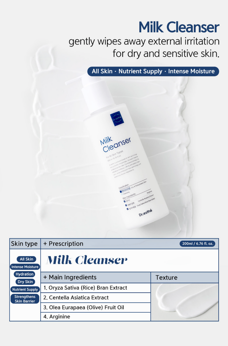 Milk Cleanser 200mL Retail $70 & 1000mL Retail $140 - Gentle Emollients/Lipid Blends! Goat Milk Extract/Botanical Fruit Extracts