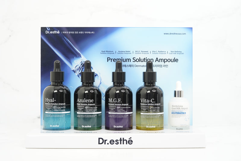 Dr. Esthe Solution Ampoules 150ml + Display Case (Hyal/MGF/Azulene/Vita C/Goat Milk Ampoule 50ml)